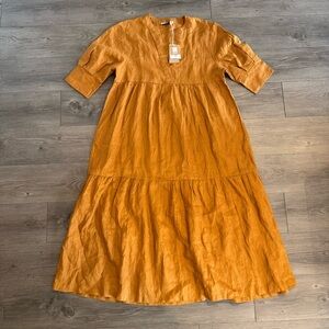 NWT 100% Linen Monoprix Dress